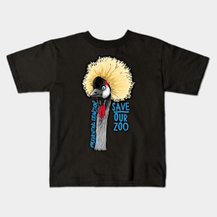 Day 22- Grey-Crowned Crane Kids T-Shirt